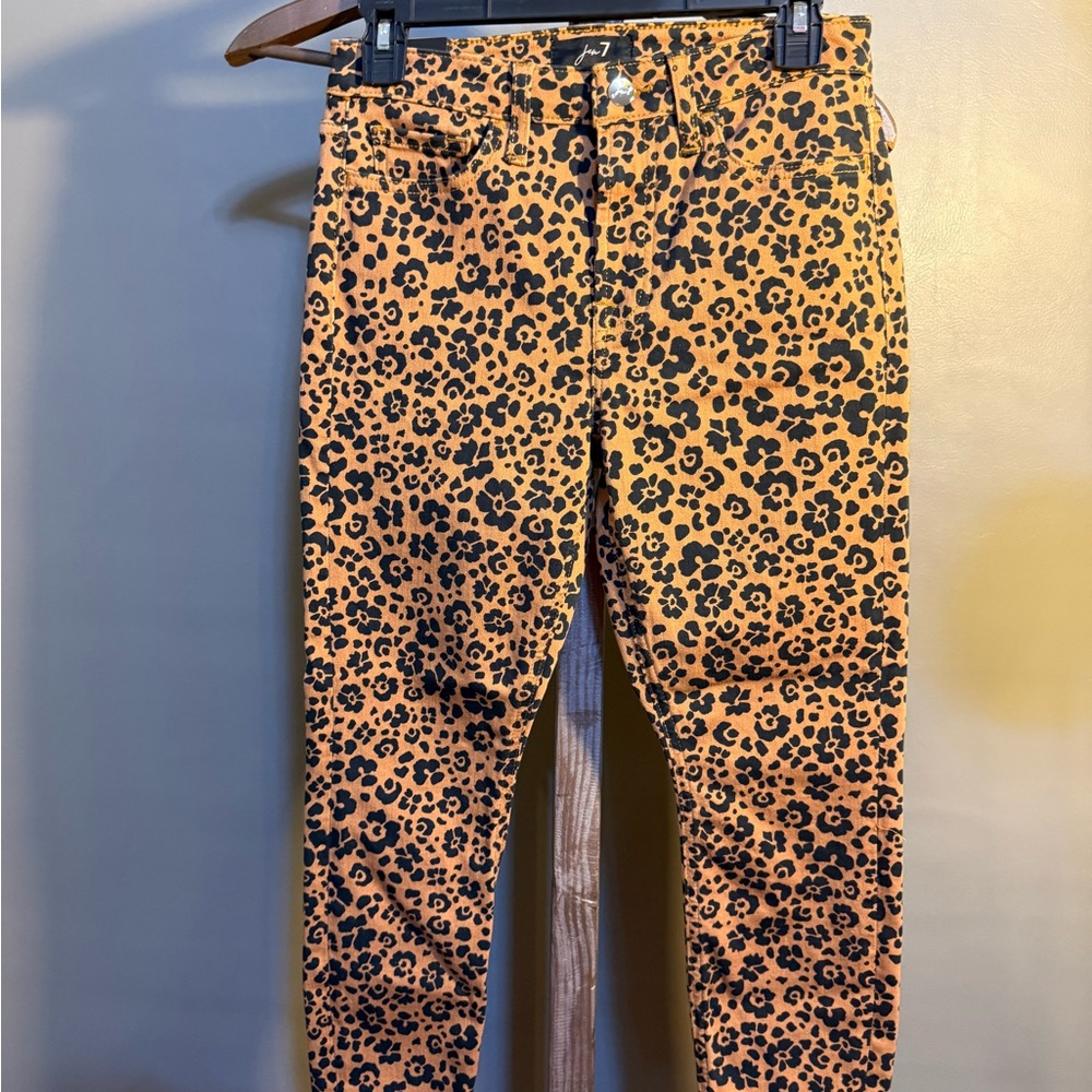 Jen 7 for all mankind Leopard Print Ankle skinny jeans - Black on Camel size 4